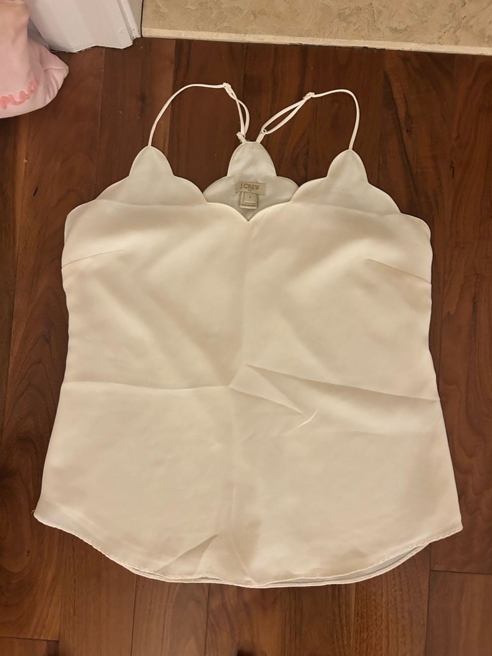 J. Crew White Scalloped-Edge Camisole